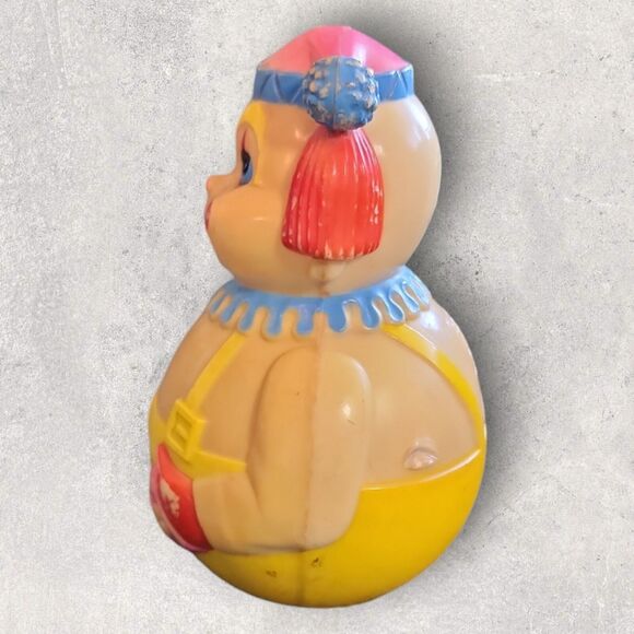 Vintage 1972 Creepy Clown Roly Poly Toy Halloween Chime Prop Haunted Nursery - Picture 2 of 8